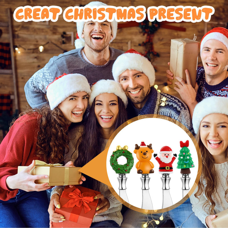 Lasnten 8 Pcs Christmas Cheese Spreaders, Hand-painted Resin Handles with Stainless Steel Blades Santa Claus, Snowman Cheese Knives for Spreading Cream Butter Jam