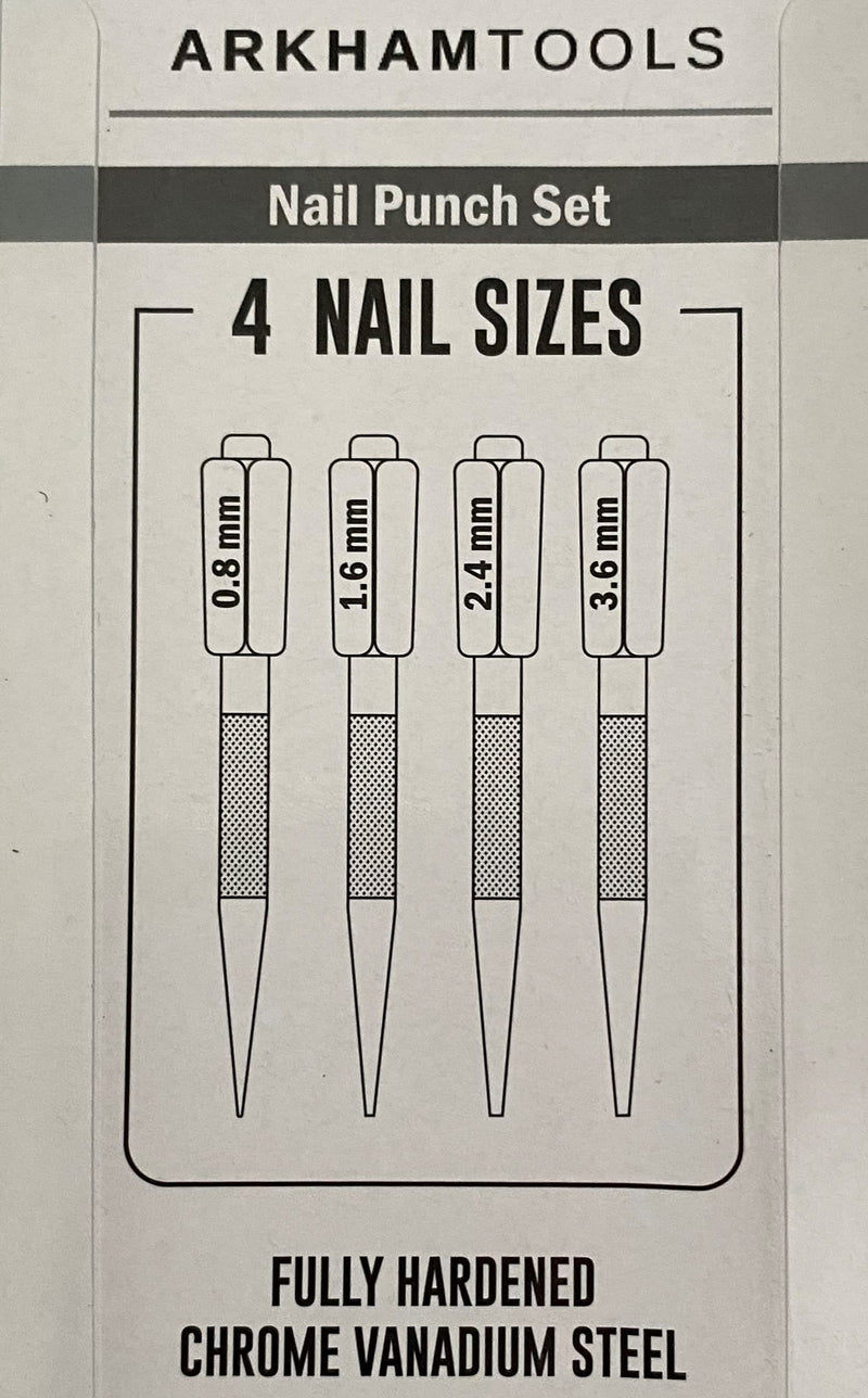 4 Piece Nail Punch Set (0.8mm, 1.6mm, 2.4mm and 3.6mm)