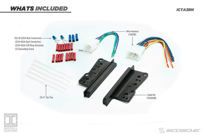 SCOSCHE Install Centric ICTA3BN Compatible with Select Toyota/Scion 2000-17 Double DIN Complete Basic Installation Solution for Installing an Aftermarket Stereo,Black Complete Installation Kit