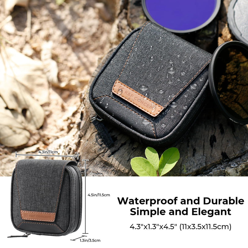 K&F Concept 4 in 1 Basic Model Lens Filter Pouch Up to 95mm solar filter Pouch Case Camera Lens Filter Storage Wallet for ND UV CPL Filter Waterproof Filter Pouch Grey 03-XL