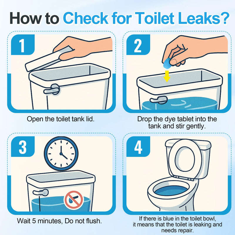 Demissle 150 Pcs Toilet Leak Detection Tablets, Blue Bowl Dye Tablets with Storage Bottle, Detect Silent Tank Leaks, Water Tracer Dye for Bathroom Toilets Detection