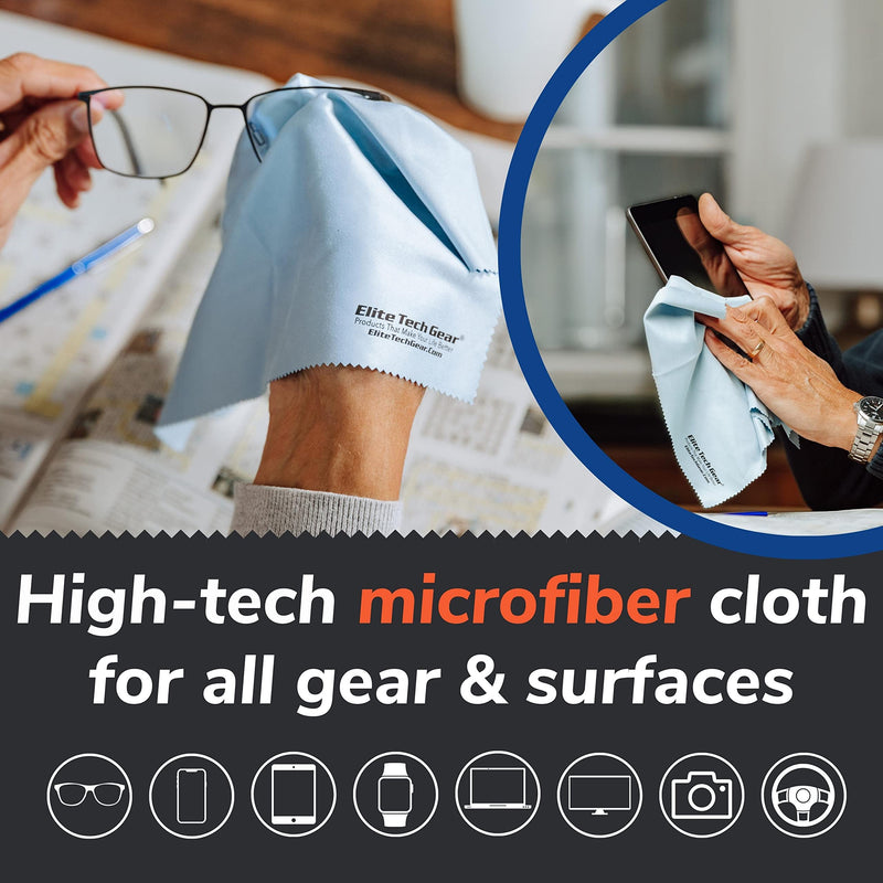 Microfiber Cloth - 4-Pack, 12" x 12" Oversized Cleaning Cloths. Washable and Durable Microfiber Cleaning Cloth for Glasses, Lenses, Electronics and Screens. High Tech Quality Material Light Blue 4-Pack "OVERSIZED"