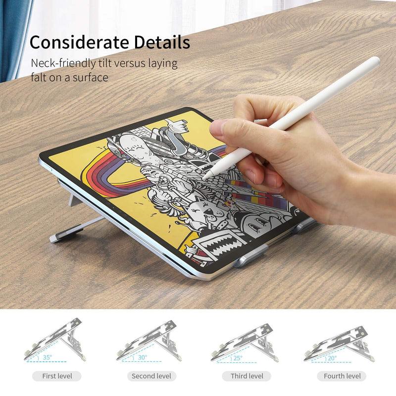 Laptop Stand for Desk - Adjustable Aluminum Drawing Tablet Stand Riser Portable Notebook Holder Stand Compatible with MacBook Air Pro,Wacom,Chromebook,iPad Pro,HP,Dell,Lenovo 10-17" Laptops(Silver)