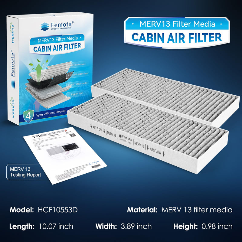 MERV 13 Cabin Air Filter with Activated Carbon, CF10553 (CP553) for Nissan Frontier, NV1500, NV2500, NV3500, Pathfinder, Xterra, Suzuki Equator
