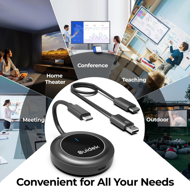 Wireless HDMI Transmitter and Receiver, USB-C to HDMI Extender with PD3.0, Wireless Display Adapter for Streaming Video from Phone/Laptop/Camera to Monitor/Projector, No App/Bluetooth Required