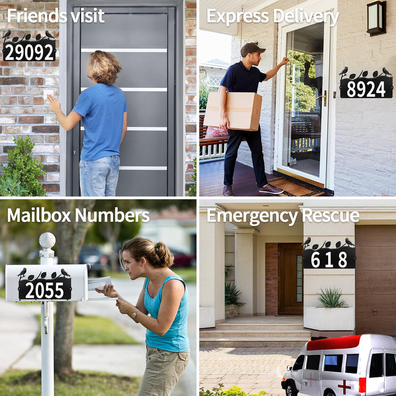 Metal Address Numbers for House, Address Plaque, Waterproof, Rustproof Address Sign for Yard Home Office Street Yard Mailbox Black(bird)