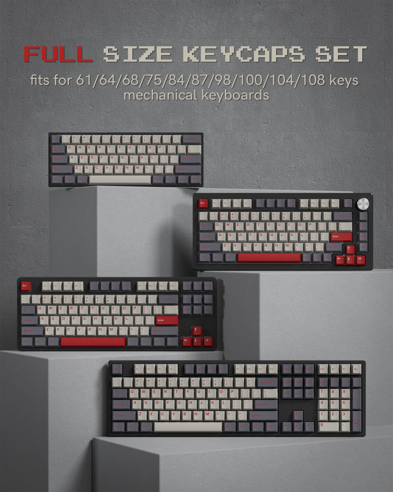 Womier Keycaps, Custom PBT Doubleshot Keycaps 60 65 75 100 Percent, Cherry Profile Retro Keycaps, 61/64/68/84/87/100/104/108 Gaming Mechanical Keyboard Keycaps, 132 Keys Keycaps Set (Gorpcore Style) Gorpcore Style