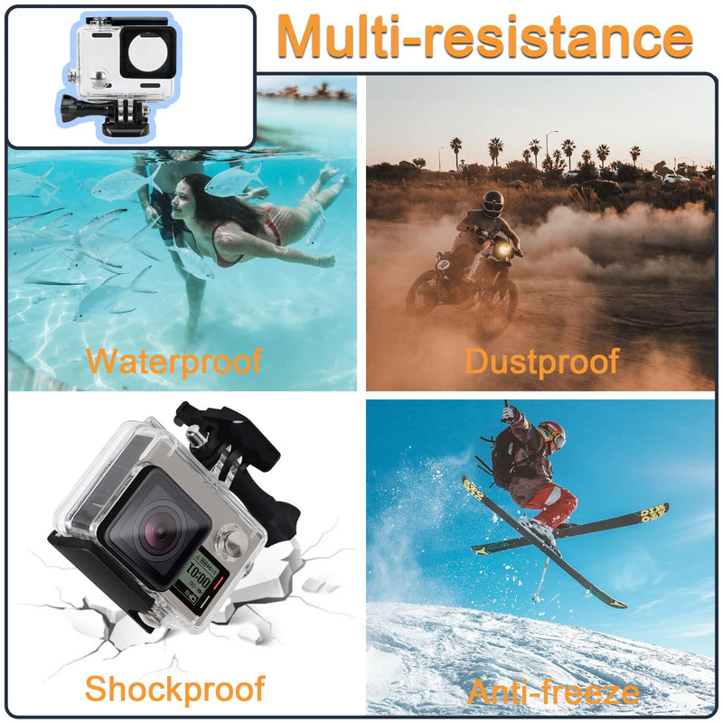 Waterproof Housing Case for GoPro Hero 4 3 Plus, Protective Underwater Dive Shell with Bracket for Go Pro Hero4 3+ Action Camera Accessories Kit