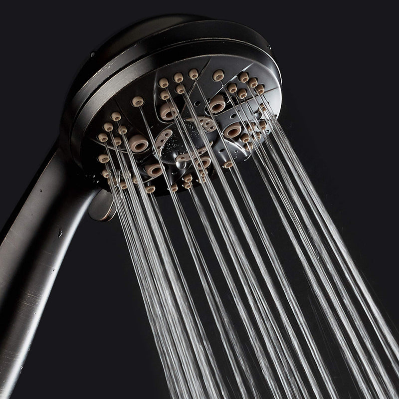 AquaDance High Pressure 6-Setting Hand Held Shower Head with Extra-Long 6 Foot Hose & Bracket – Anti-Clog Nozzles - USA Standard Certified - Top U.S. Brand - OIL RUBBED BRONZE