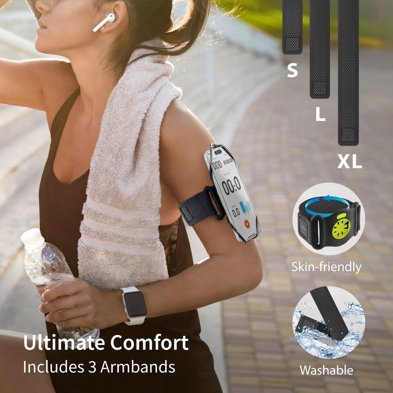 Bone Run Tie Connect Kit 2 Magnetic, Phone Holder for Running, 360°Rotation & Quick Release Sports Armband for iPhone 15 14 13 12 Pro Pro Max XS XR Samsung Galaxy, Fits 4.7"-7.2" Phone