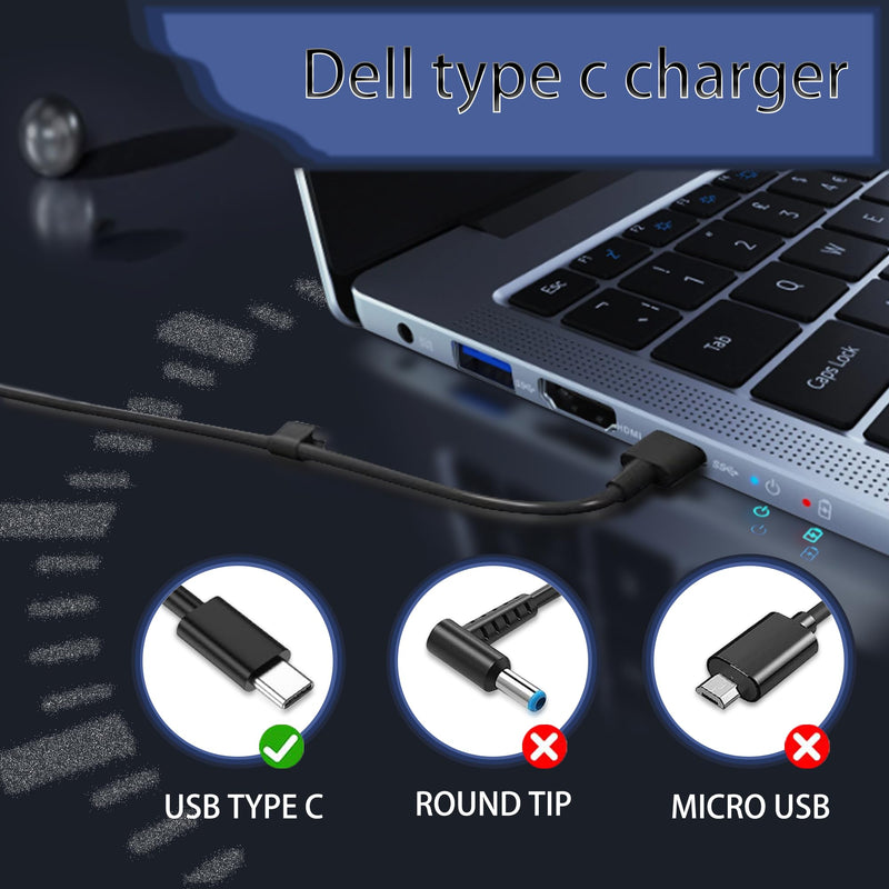 65W 60W USB-C Replacement for Dell Laptop Charger, for Dell Latitude 5420 5520 7420 5320 5530 5540 3440 5430 5440 XPS 13 Chromebook 3100 Type c Dell Computer Charger
