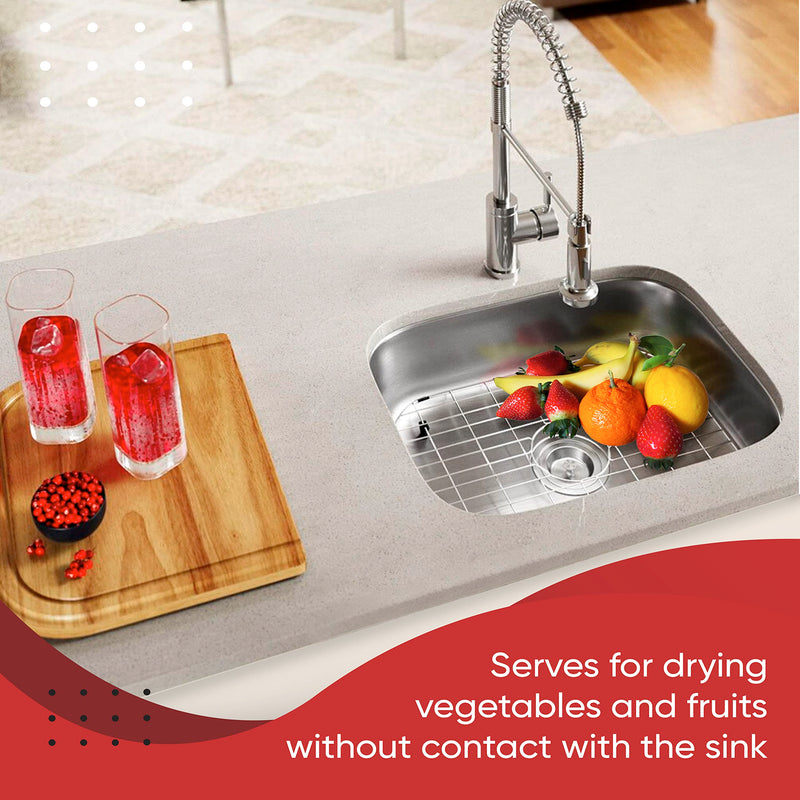 Kitchen Sink Protector Grid, Stainless Steel Sink Bottom Grid 13.6 x 11.6 Inch, Sink Rack for Bottom Protection Steel Gray