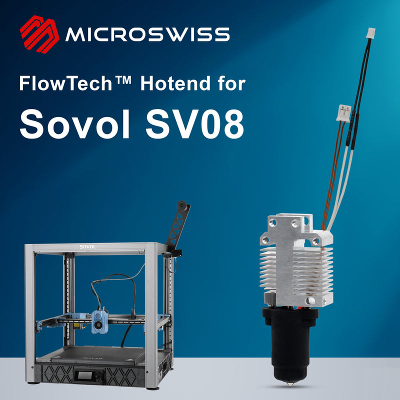 Microswiss FlowTech Hotend Upgrade for Sovol SV08 - Leakproof Nozzle - Cold Nozzle Change - High Flow - All Metal Design - Made in USA