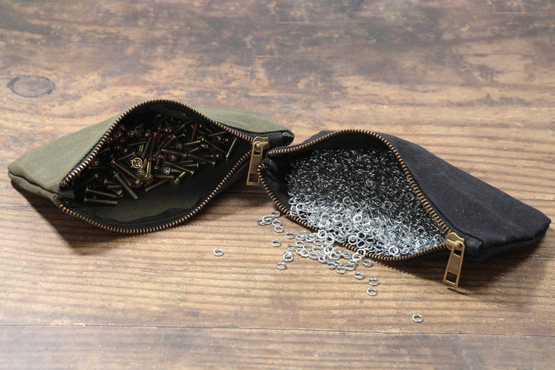 4-Pack 16oz Waxed Canvas Tool Bags, Water Resistant Tools Organizer Pouch, Portable 2 Sizes Tool Bag (Black,Khaki,Navy,ArmyGreen) S1 Black/Khaki/Navy/Army Green