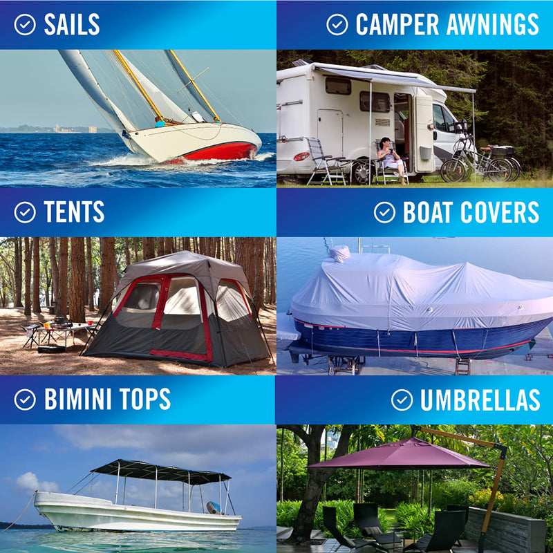 Repair Tape Fabric Repair Boat Covers Canvas Repair Tape Pop Up Camper RV Awning Repair Tape Tarp Canopy Tear & Vinyl Waterproof Bimini Tops Sail Air Mattress Patch Kit 30FTx3 White Heavy Duty