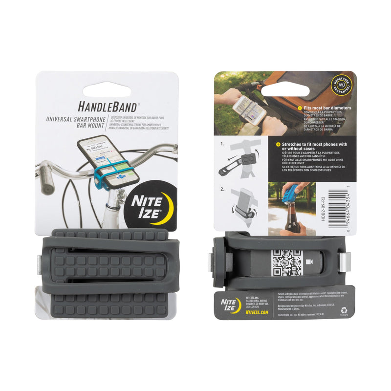 Nite Ize HandleBand Universal Smartphone Bar Mount - Cell Phone Mount for Bike Handlebar - Phone Holder for Bike Rides - Cell Phone Bike Mount - Bike Stem Phone Mount Charcoal