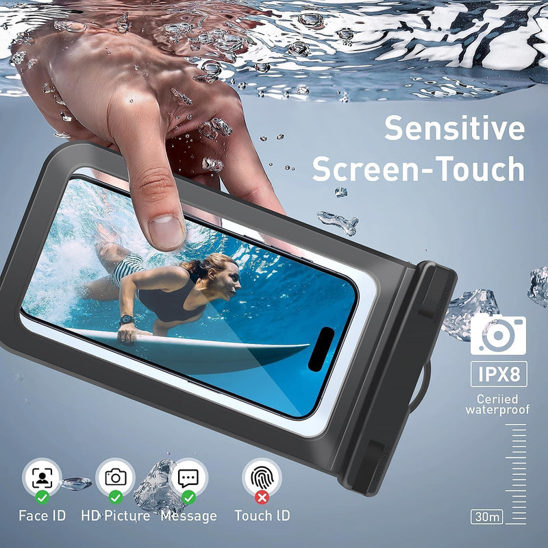 Waterproof Phone Pouch，Universal Case Compatible for iPhone 15 14 13 Pro Max XS Plus Samsung Galaxy S22 Cellphone Up to 8.3", IPX8 Under Water Beach Accessories Beach Bag, 1 Pack - Green A4-Green-1 pack