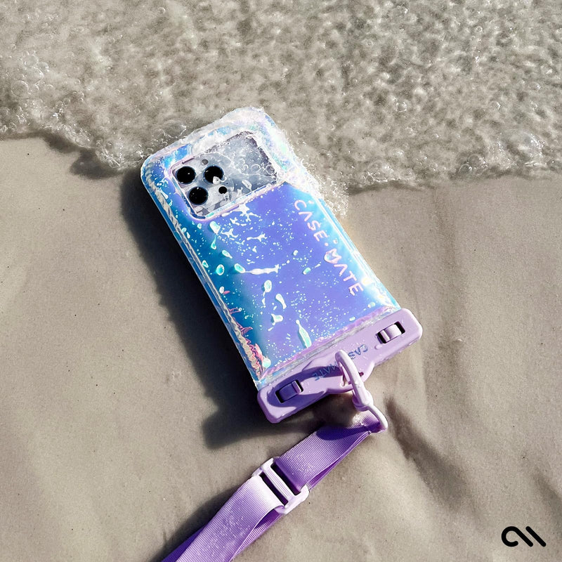 Case-Mate Soap Bubble IP68 Waterproof Phone Pouch/Case - Travel Beach Cruise Ship Essentials [Fits up to 6.8 Inch Phones] - with Crossbody Lanyard for iPhone 15 Pro Max/ 14 Pro Max/ S24 - Iridescent