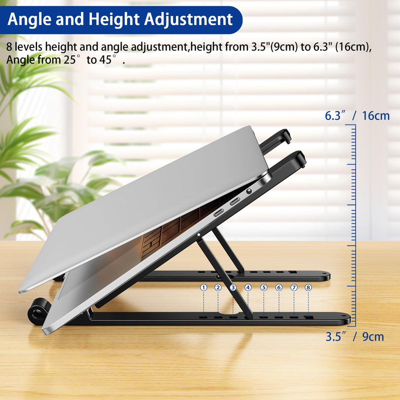 BESIGN LS01 Pro Ergonomic Laptop Stand, Plastic Laptop Riser, Portable and Adjustable Notebook Computer Holder Compatible with 10-14" Laptops (Black) Black
