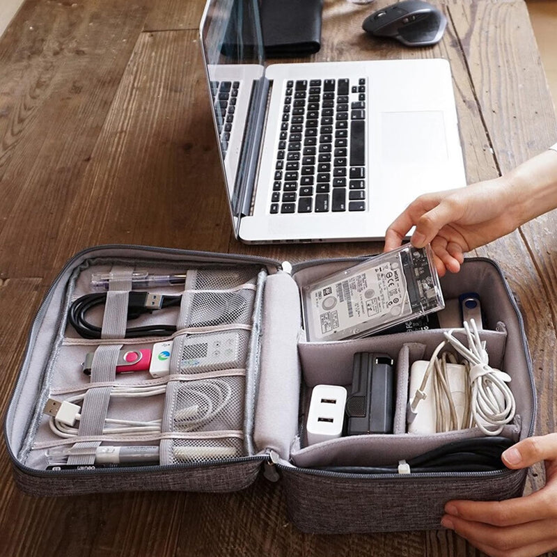 Organizer Bag Big Case Cable Electronic Devices Travel Pouch USB Charger Accessories Mouse Phone USB Cable SD Power Bank Earphone Black