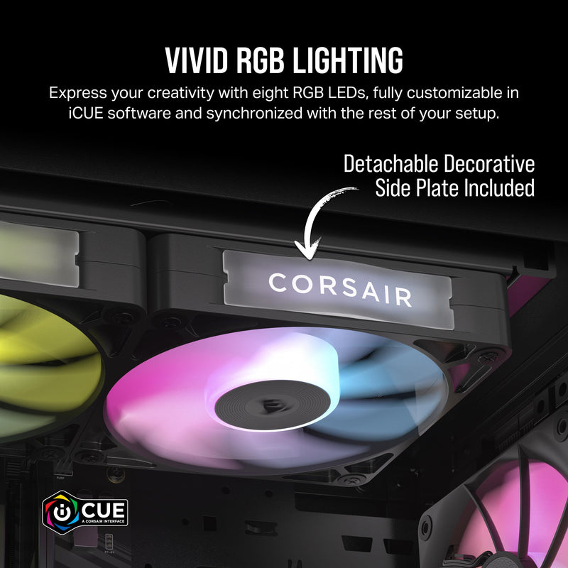 CORSAIR iCUE LINK RX120 RGB 120mm PWM Fan - Magnetic Dome Bearing - Single Fan - Black 1 x 120mm