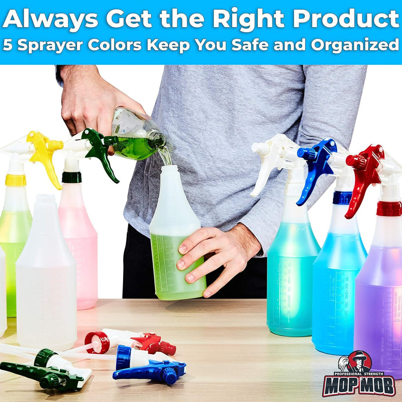 Leak-Free Chemical Resistant Spray Head and 24 oz Bottle 10 Pack Heavy-Duty Industrial Sprayer With Low-Fatigue Trigger and Nozzle for Auto/Car Detailing, Window Cleaning and Janitorial Supply 10 Count (Pack of 1)