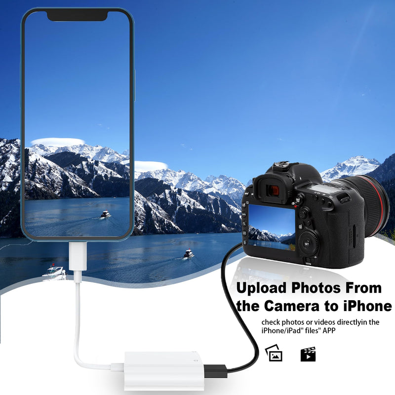 [Apple MFi Certified] Lightning to USB Camera Adapter for iPhone, High-Speed USB Female OTG Cable with Charging Port for iPad to Connect Card Reader, Plug and Play