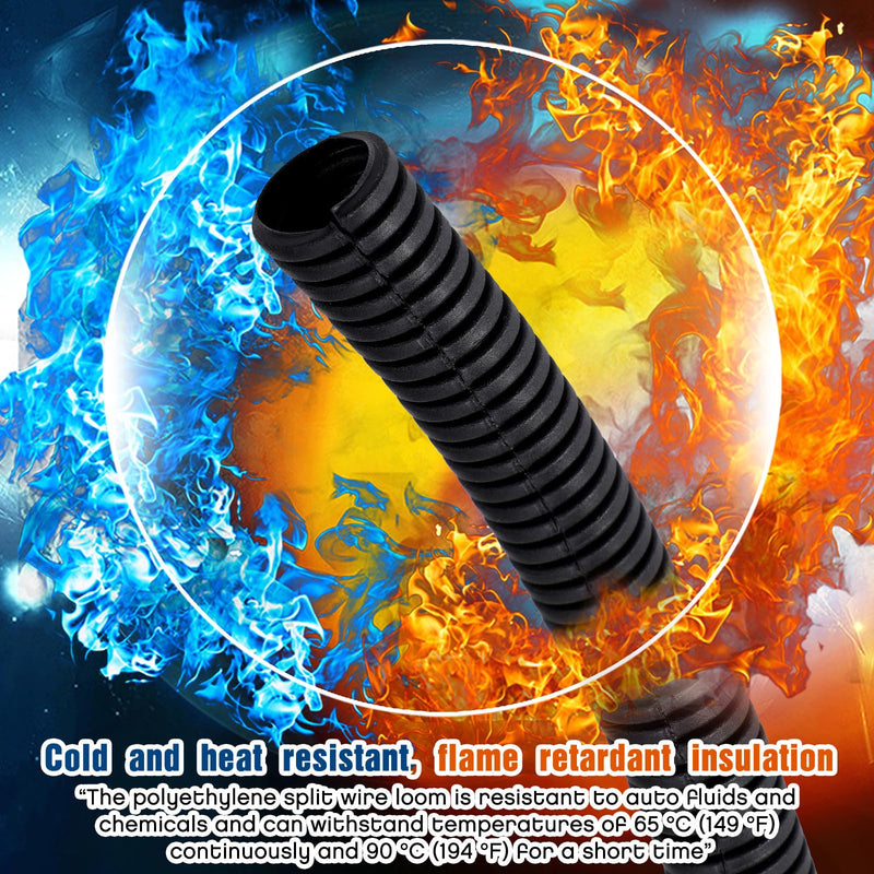 1 Inch x 20 ft Split Wire Loom Tubing Protector Flexible Conduit Hose Wire Protector Tubing Plastic Electric Wire Cover Automotive Wire Insulation Sleeves 1 Inch X 20 Ft