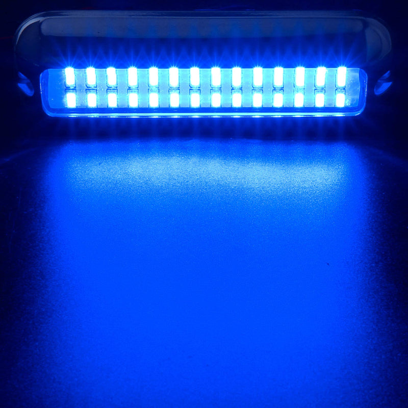 HUSUKU Mid (2.0) 42LED 1500LM Marine Led Lights for Boat Underwater (Blue), 2PCS, 5.1inch, IP68, 316 Stainless Steel, Surface Mount for Yacht Pontoon Sailboat Kayak Skiff Bass Boat Fishing Mid Blue