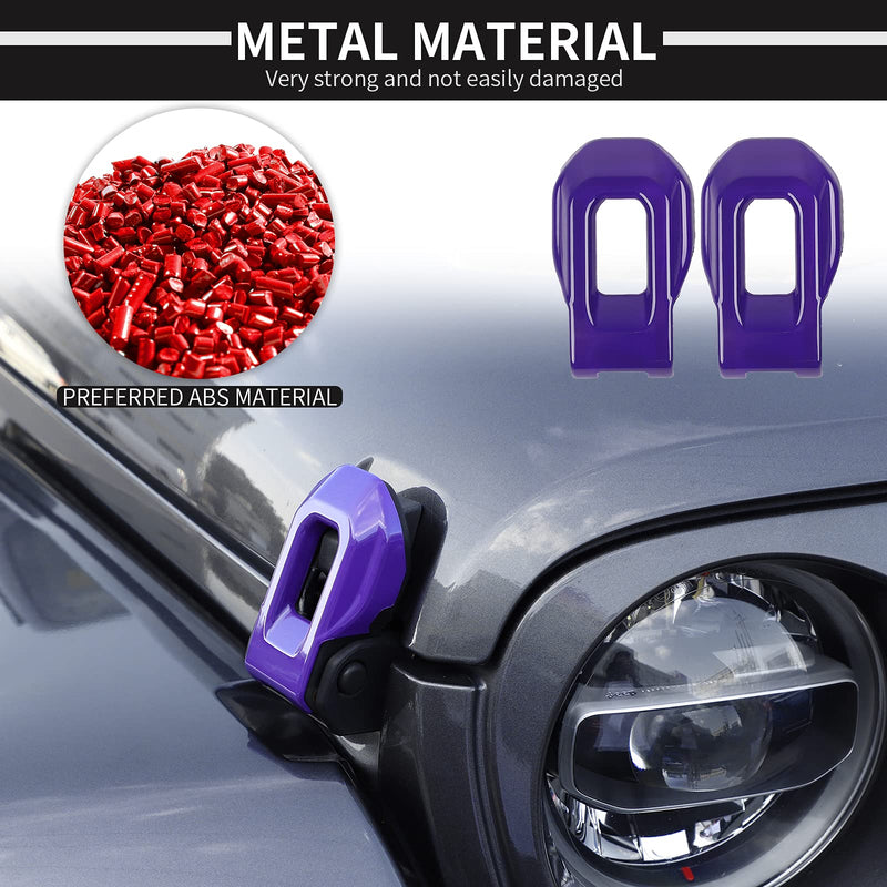 Voodonala for Jeep JL ABS Hood Latches Engine Buckle Bonnet Fastener Engine Cover Decor Trim Protction Cover for 2018-2024+ Jeep Wrangler JL JLU Gladiator JT Exterior Accessories Purple 2pcs