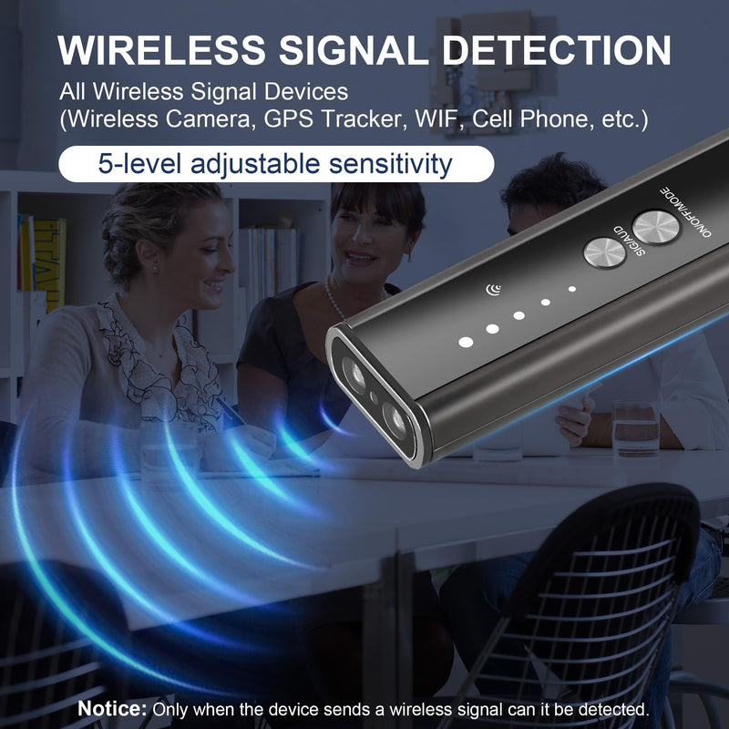 2025 Version Camera Finder Detector-KT-02 Hidden Device Detector with Vibration Sound Alarm & Flashlight, Detecting Spy Camera/GPS Tracker/Bug, Hidden Camera Detectors for Travel, Hotel, Car Light Gold and Black
