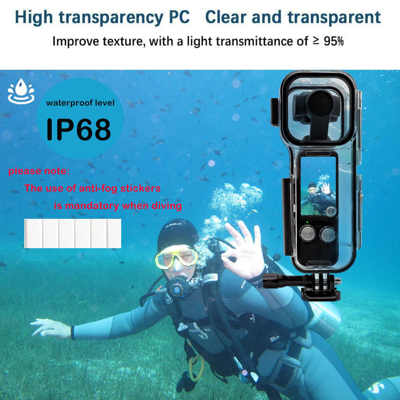 PCTC 45M (147ft) Waterproof Case for DJI Osmo Pocket 3, Protective Underwater Dive Housing Shell with Helmet Bracket & 1/4 Bracket Accessories