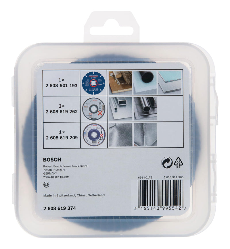 Bosch X-LOCK 5-Piece Cutting Discs Sanding Discs Set (Stainless Steel, Metal, Diameter 125 mm, Accessories Angle Grinder) Ø 125 mm Mixed accessory set