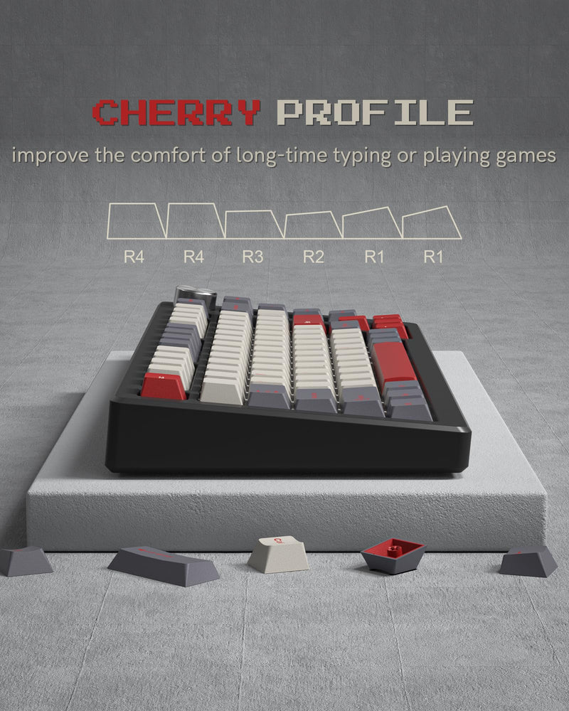 Womier Keycaps, Custom PBT Doubleshot Keycaps 60 65 75 100 Percent, Cherry Profile Retro Keycaps, 61/64/68/84/87/100/104/108 Gaming Mechanical Keyboard Keycaps, 132 Keys Keycaps Set (Gorpcore Style) Gorpcore Style