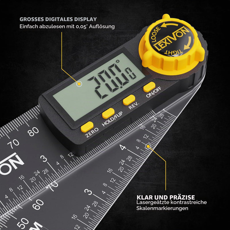 LEXIVON Digital Protractor Aluminum 130mm Digital Angle Gauge Multipurpose Angle Gauge with XL Display and Durable Zipper Pocket (LX-DAF5) Digital 130mm