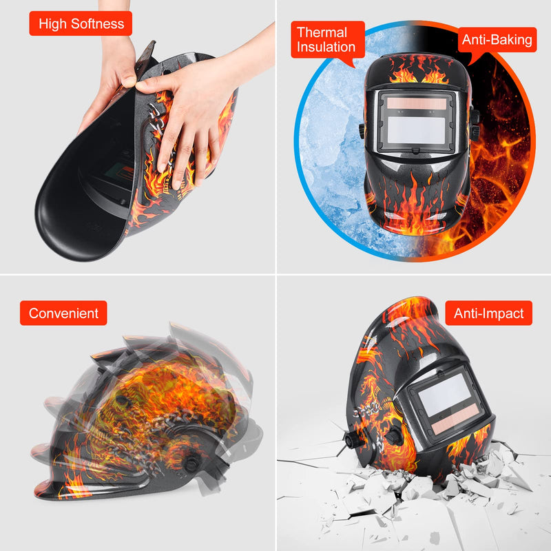 Welding True Color Helmet Auto Darkening Hood with Adjustable Shade Range 4/9-13 for TIG MIG ARC Welder Mask Red