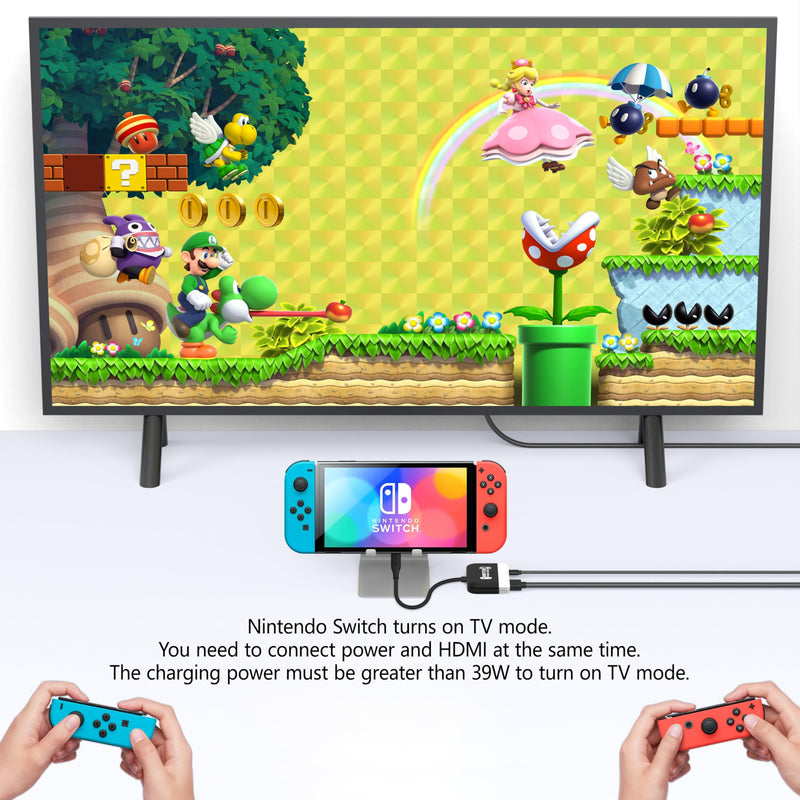 Switch Dock for Nintendo Switch/OLED Switch,3-in-1 Portable TV Dock with 4K HDMI USB 3.0 Port USB C PD 100W Charging,Travel Docking Station Replacement for Switch Black