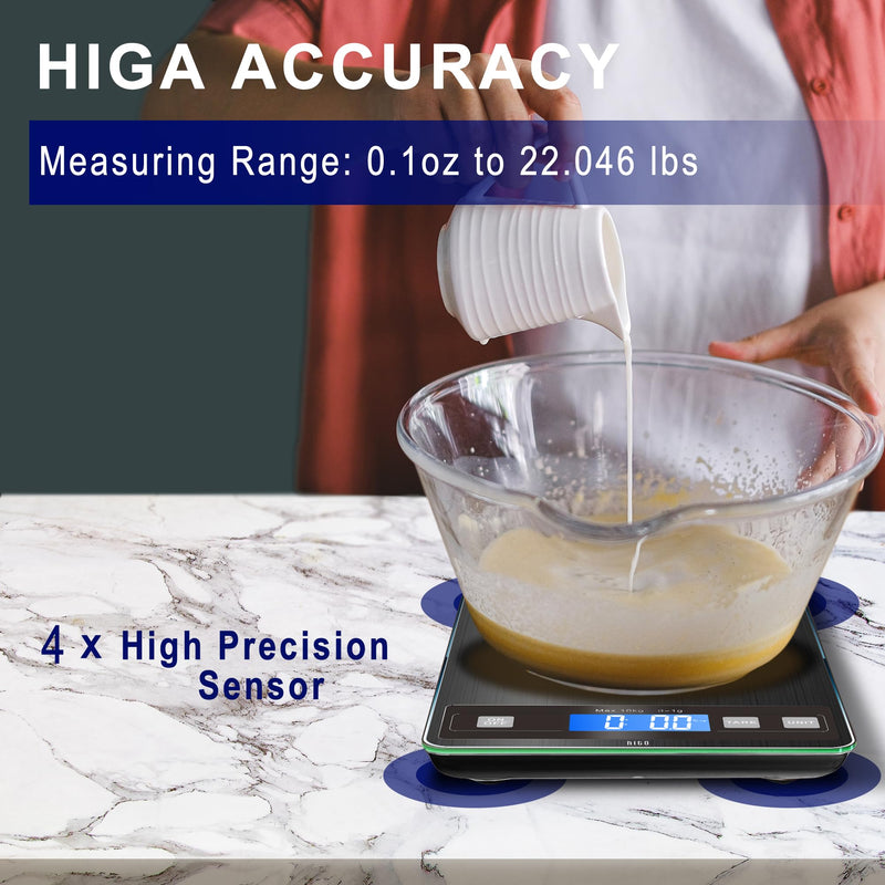 hito Food Scale 33lb Digital Kitchen Scale Rechargeable Waterproof Weight Grams and oz 1g/0.1oz Precise, for Weight Loss, Cooking and Baking, Black Grey 33lbs charging/ battery