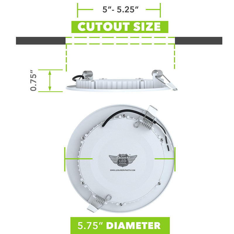 LeisureLED 5 Pack RV Boat Recessed Ceiling Light 720 Lumen Super Slim LED Panel Light DC 12V 5.75" 9W Full Aluminum Downlights (Cool White) Cool White