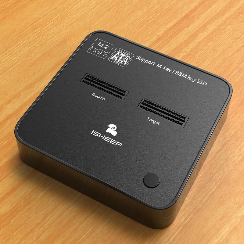 ISHEEP M.2 SATA SSD Docking Station, USB 3.1 (5Gbps) Offline Cloner & Duplicator, One-Button Backup, Tool-Free Plug and Play Vertical Design for Fast Data Transfer and Drive Upgrades