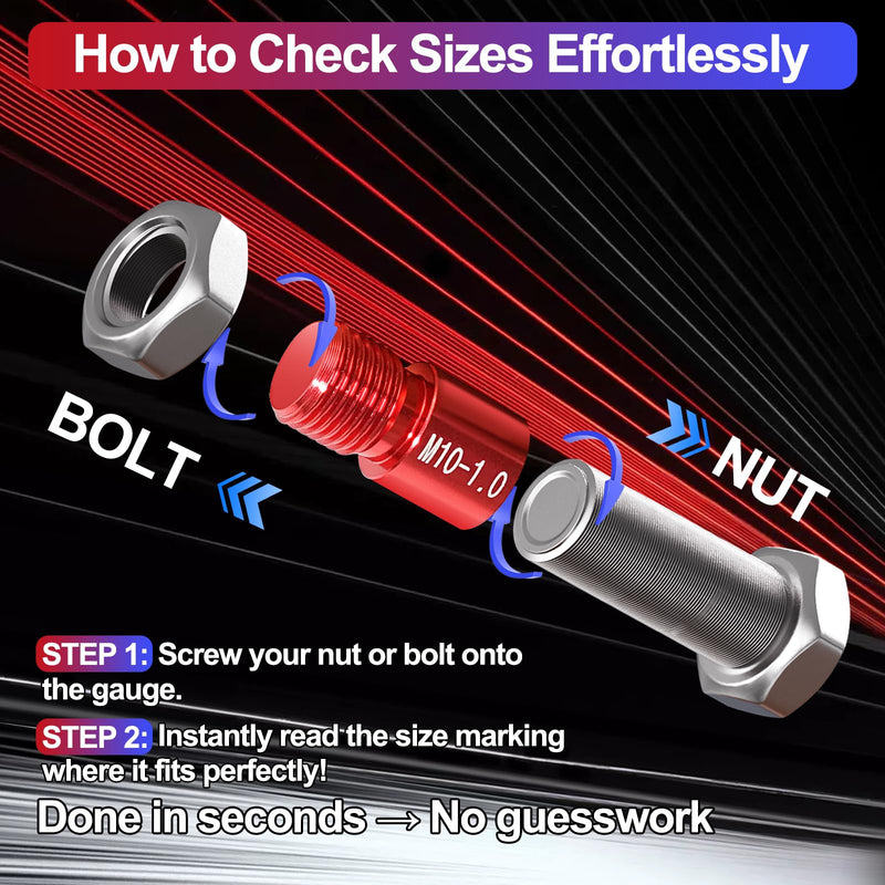 [Australia - AusPower] - 50Pcs Thread Checker, Bolt Size Finder Nut and Bolt Thread Checker, 23 Metric & 27 SAE Box Set Thread Gauge Size Checker in Narrow Area 