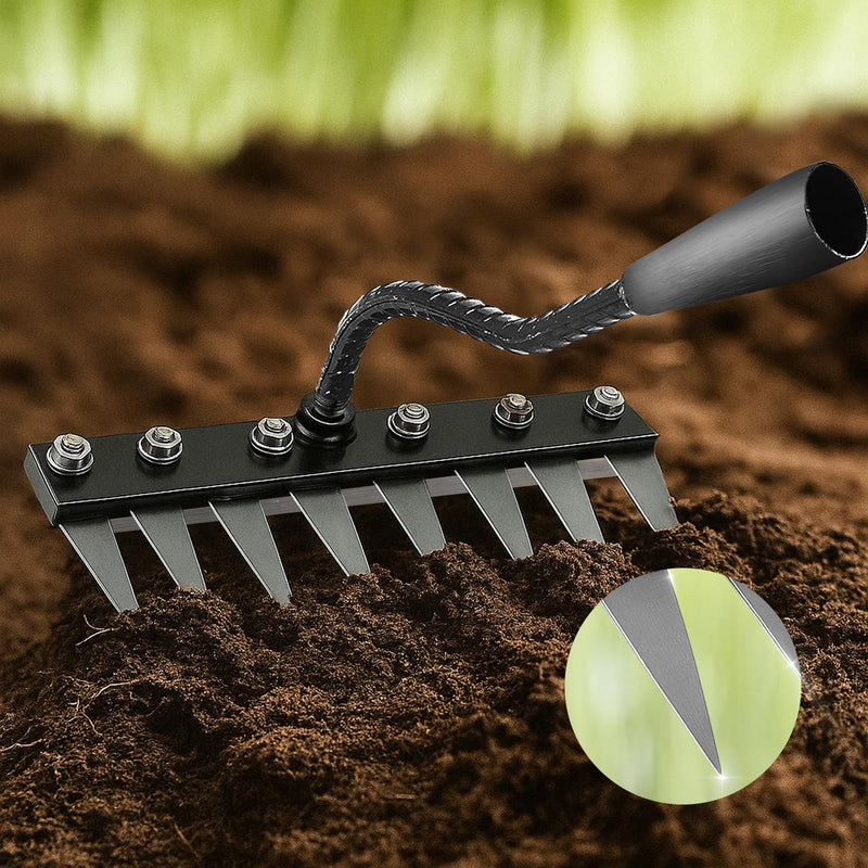2 in 1 Iron Rake 2.0 for Gardening & Weeding,Multi-Tine Carbon Steel Garden Cultivator Rake | Weed Puller Tool & Uprooting Weeder for Gardenia | for Weeding, Cultivating, Lawn(No Handle Included)