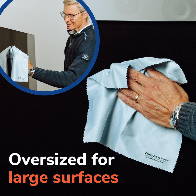 Microfiber Cloth - 4-Pack, 12" x 12" Oversized Cleaning Cloths. Washable and Durable Microfiber Cleaning Cloth for Glasses, Lenses, Electronics and Screens. High Tech Quality Material Light Blue 4-Pack "OVERSIZED"