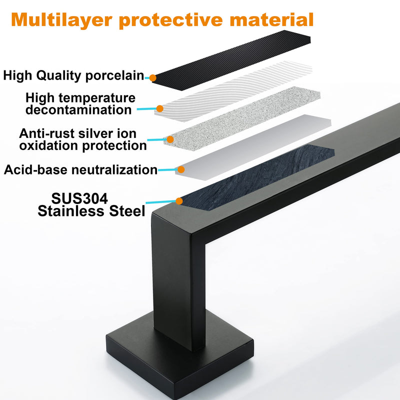 Nolimas Matte Black Bath Towel Bar Single Bars Towel Rack Rod Classic Wall Mounted Stainless Steel Bathroom Towel Bar Toilet Kitchen Towel Shelf Single Layer, 24inch 24 inch