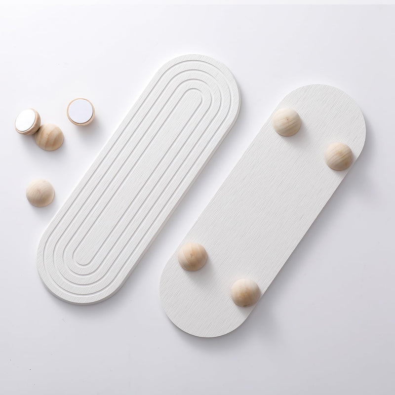 2PCS Water Absorbing Stone Tray for Sink, Quick Drying Diatomite Bathroom Tray Countertop, Stone Drying Mat for Kitchen Counter Faucet, Soap Dish Dispenser Vanity Organizer, White-11.8" x 4" White3