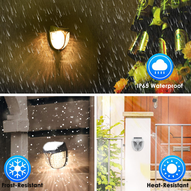 Energetic Small Solar LED Lights, IP65 Waterproof Dusk to Dawn Mini Solar Powered Lighting, 3000K Outdoor Wall Light for Garden, Deck, Patio, Yard, Driveway, Porch, Front Door, No Magnetic, 3 Pack No Magnetic Solar Lights