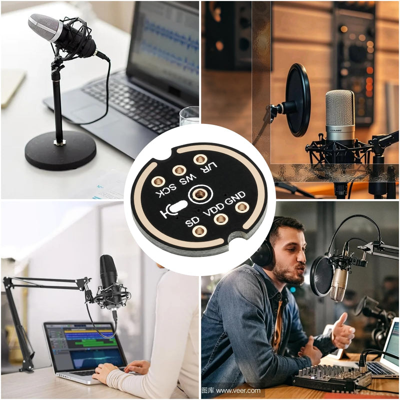 Set of 3 INMP441 Omnidirectional Audio Module with 24-Bit I2S Digital Output, MEMS Microphone for ESP32, Arduino, Digital Microphone Module ESP32, Precise Audio Recording for Voice and IoT Projects