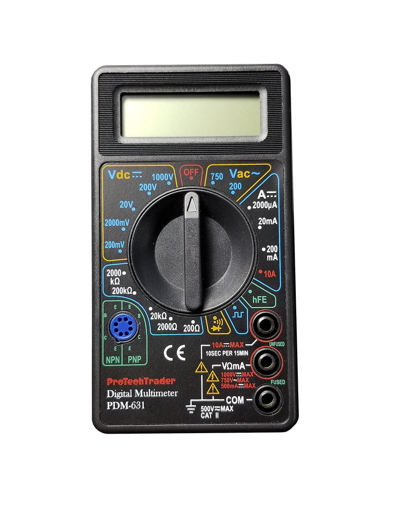 7 Function Digital Multimeter AC DC Voltage Resistance Current Transistor Diode Audible Continuity Buzzer and Square Wave Output Basic Digital Multimeter PDM631