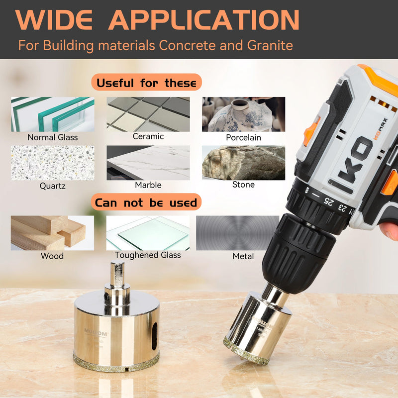 Mollom 6" (152mm) Diamond Hole Saw with 2Pcs Removable Pilot Drill Bit Smooth Cutting for Porcelain Tiles,Glass,Ceramic,Marble,Fiberglass,etc 152mm | 6" Single Pack