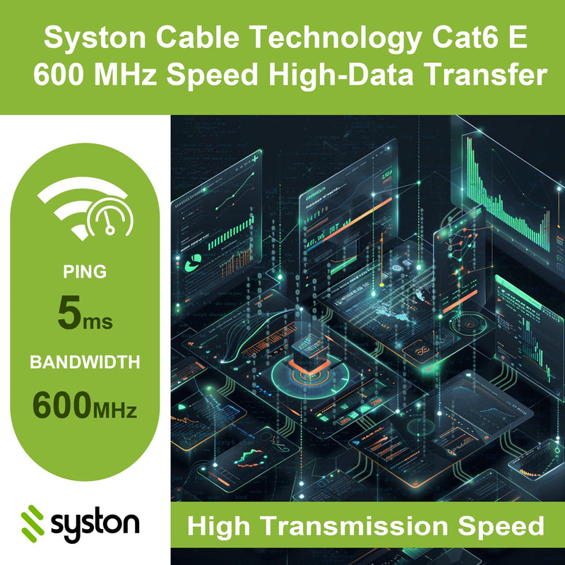 Syston Cable Technology Cat 6E Ethernet Network Cable - 100 FT，600MHz 23AWG Solid Bare Copper Wire Outdoor/Indoor, Bulk No Ends 10 Ft to 1000 Ft Available, Heat Resistant Riser Rated - CMR 100FT Blue